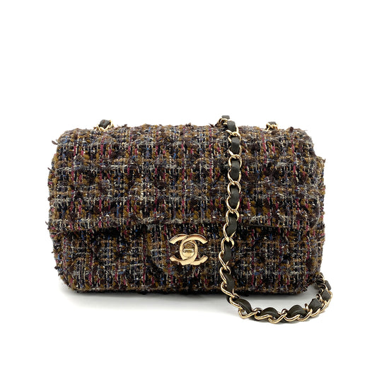 CHANEL MINI MATELASSE 20 CHAIN SHOULDER BAG MULTICOLOR BROWN 90259573