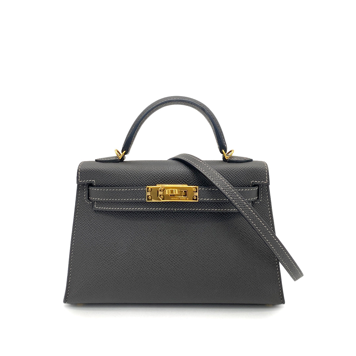 HERMES MINI KELLY2 GRAPHITE EPSOM HAND SHOULDER BAG U GHW 90259575