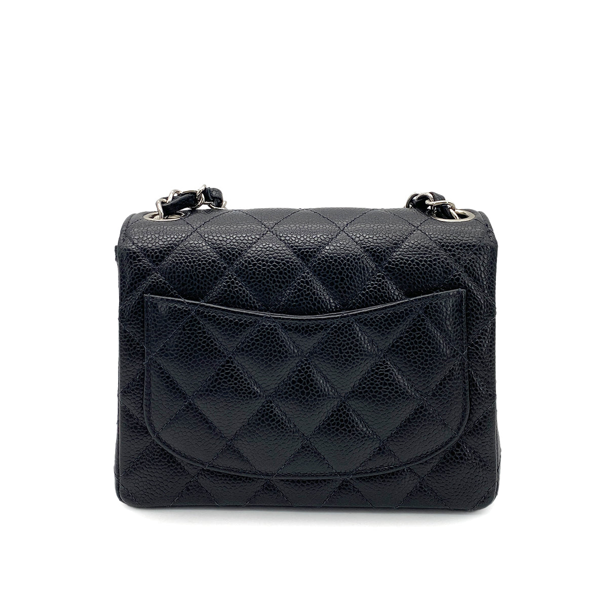 CHANEL VINTAGE MINI SQUARE 17 CHAIN SHOULDER BAG BLACK CAVIAR SKIN 90259589