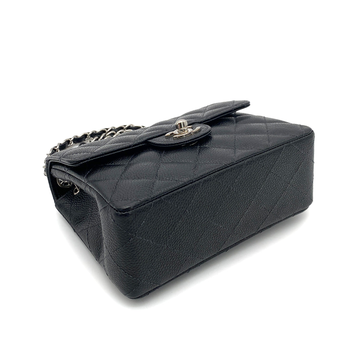 CHANEL VINTAGE MINI SQUARE 17 CHAIN SHOULDER BAG BLACK CAVIAR SKIN 90259589