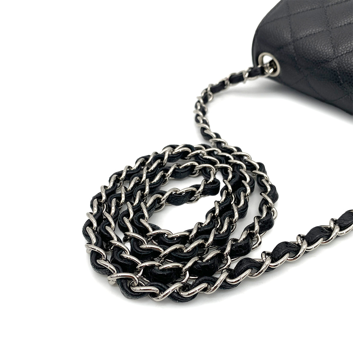 CHANEL VINTAGE MINI SQUARE 17 CHAIN SHOULDER BAG BLACK CAVIAR SKIN 90259589