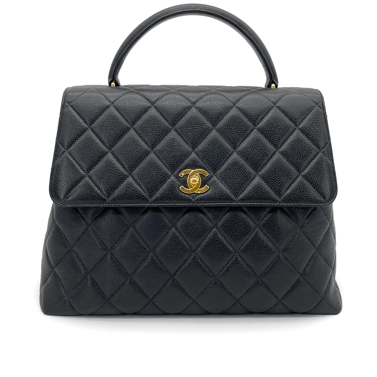 CHANEL VINTAGE MATELASSE HAND BAG BLACK CAVIAR SKIN 90259695