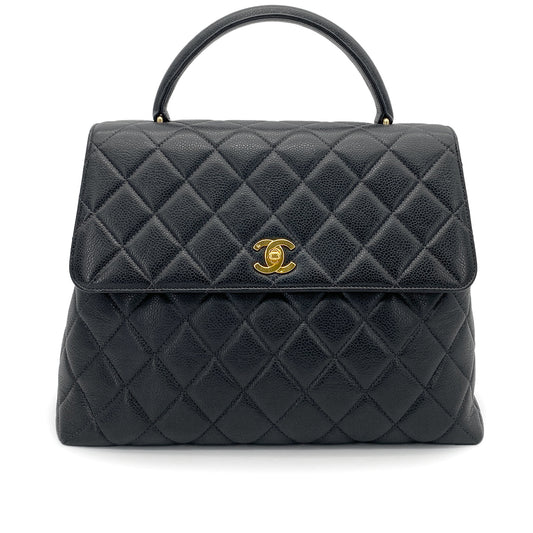 CHANEL VINTAGE MATELASSE HAND BAG BLACK CAVIAR SKIN 90259695