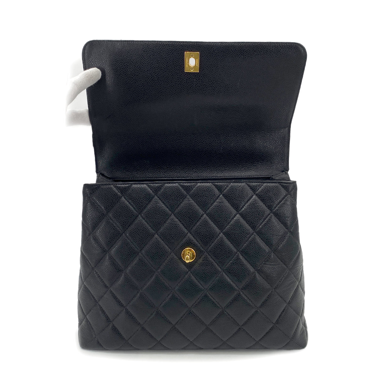 CHANEL VINTAGE MATELASSE HAND BAG BLACK CAVIAR SKIN 90259695