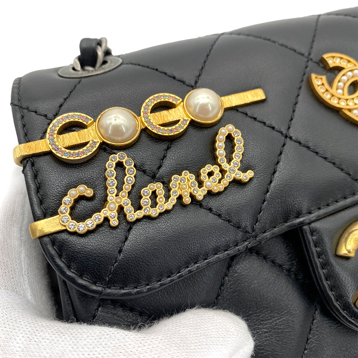 CHANEL MATELASSE CHAIN SHOULDER BAG BLACK LAMB SKIN AS2979 90259697