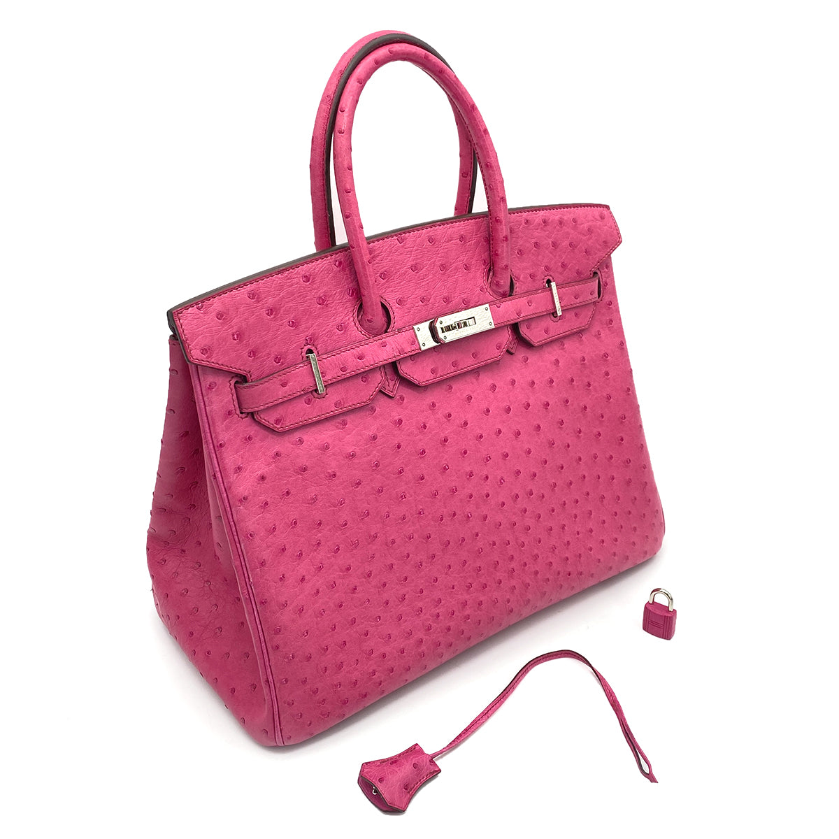 HERMES BIRKIN 35 FUCHSIA OSTRICH HAND BAG □I SHW 90259704
