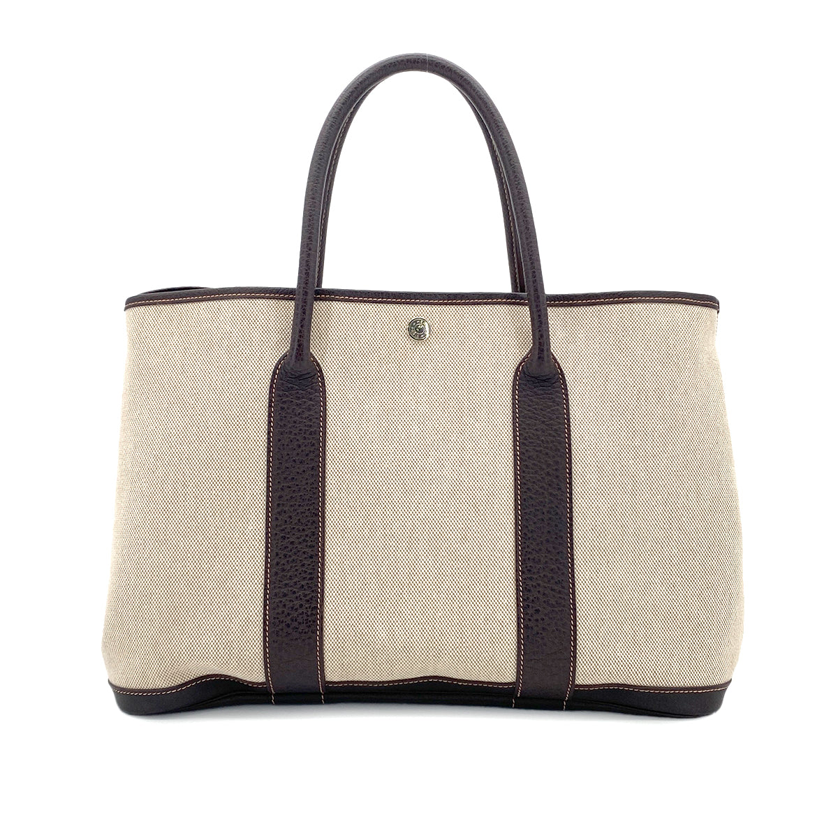 HERMES GARDEN PARTY 36 PM NATURAL MARRON TOILE H TOTE BAG □H 90259708