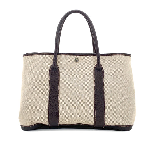 HERMES GARDEN PARTY 36 PM NATURAL MARRON TOILE H TOTE BAG □H 90259708