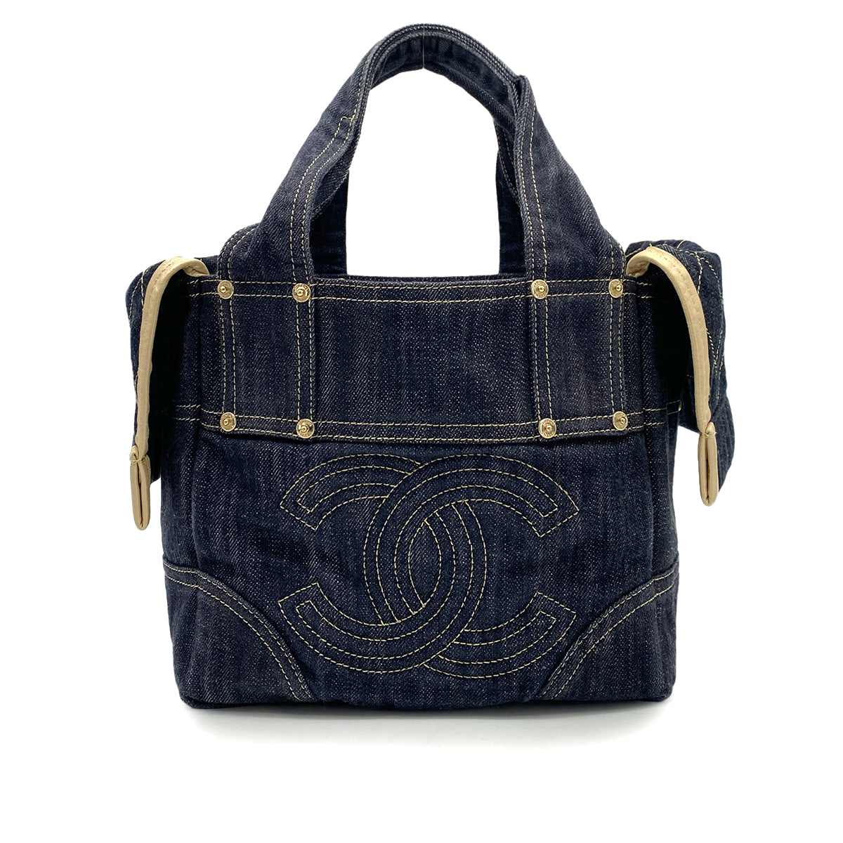CHANEL VINTAGE TOTE BAG NAVY DENIM 90259719