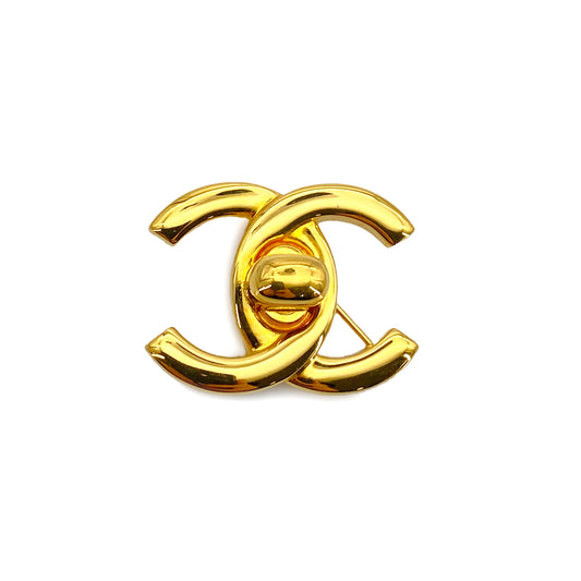 CHANEL VINTAGE TURN LOCK COCOMARK BROOCH GOLD 96A ACCESSORY 90259723