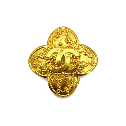 CHANEL VINTAGE COCOMARK BROOCH GOLD FLOWER ACCESSORY 96A 90259724