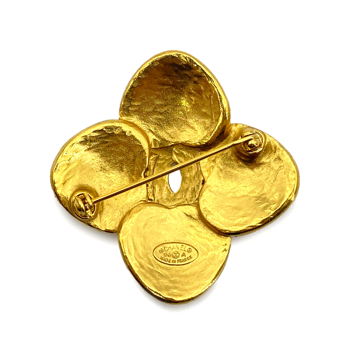 CHANEL VINTAGE COCOMARK BROOCH GOLD FLOWER ACCESSORY 96A 90259724