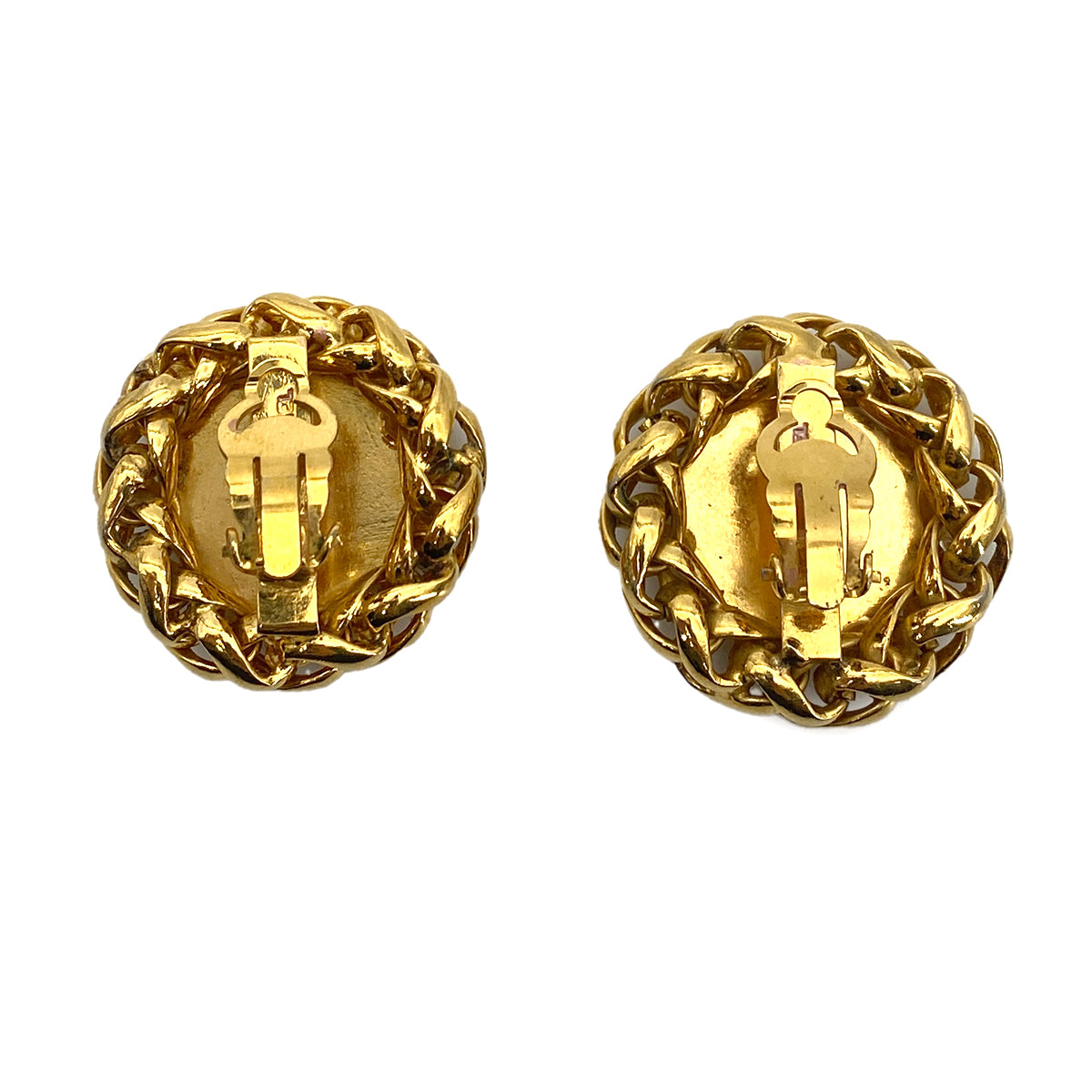 CHANEL VINTAGE COCOMARK EARRINGS GOLD ROUND ACCESSORY 90259726