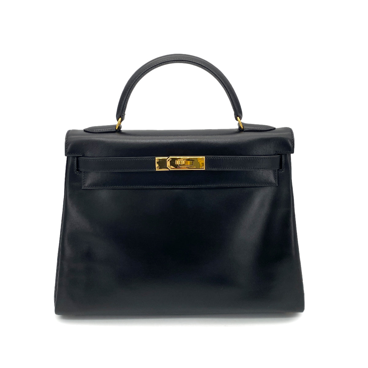 HERMES KELLY 32 RETOURNE BLACK BOXCALF HAND BAG 〇Z GHW 90259738