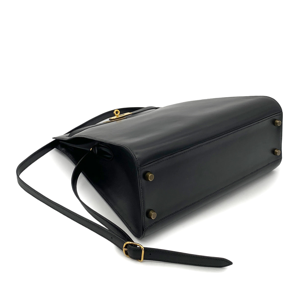 HERMES KELLY SPORTS GM BLACK BOXCALF SHOULDER BAG 〇V 90259866