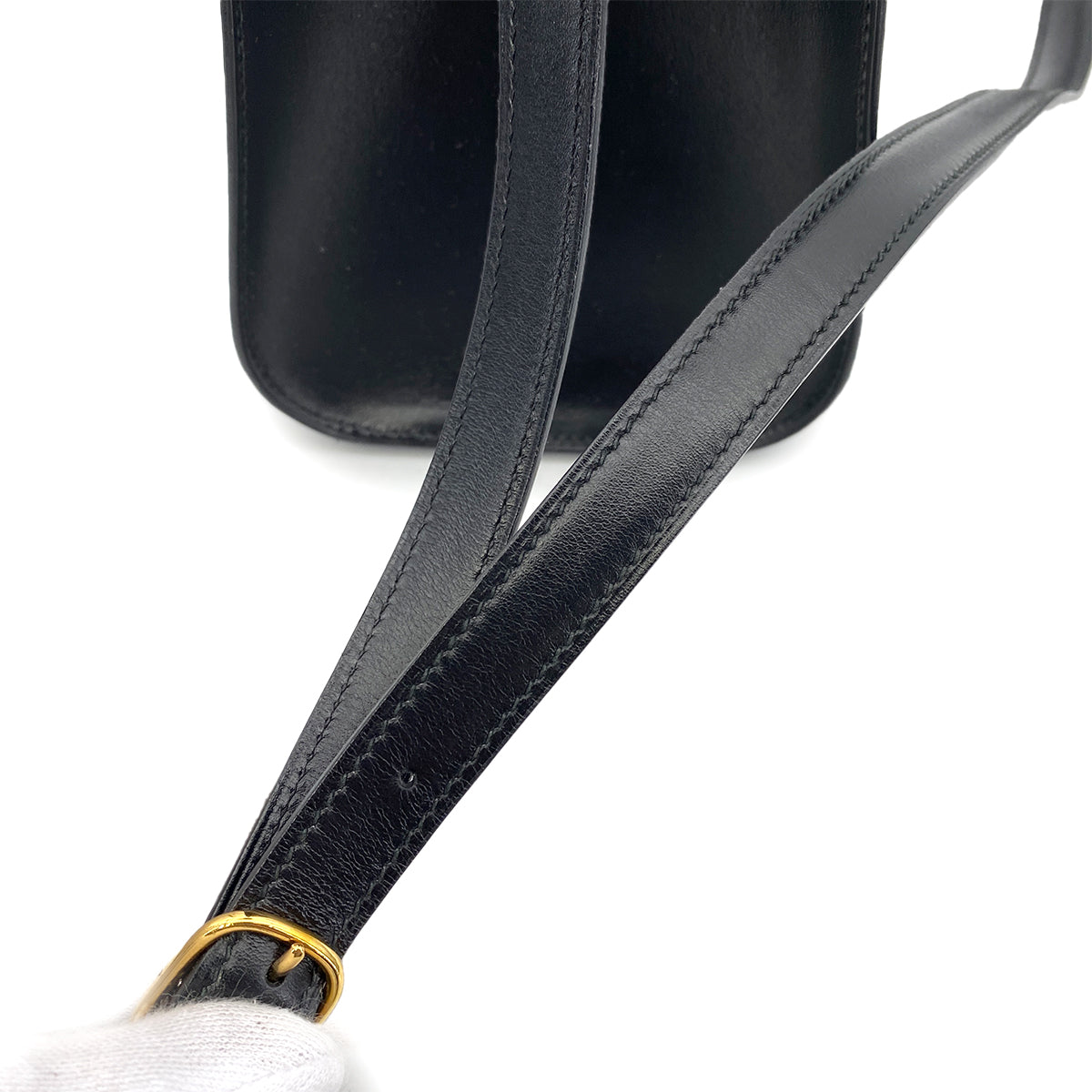 HERMES KELLY SPORTS GM BLACK BOXCALF SHOULDER BAG 〇V 90259866