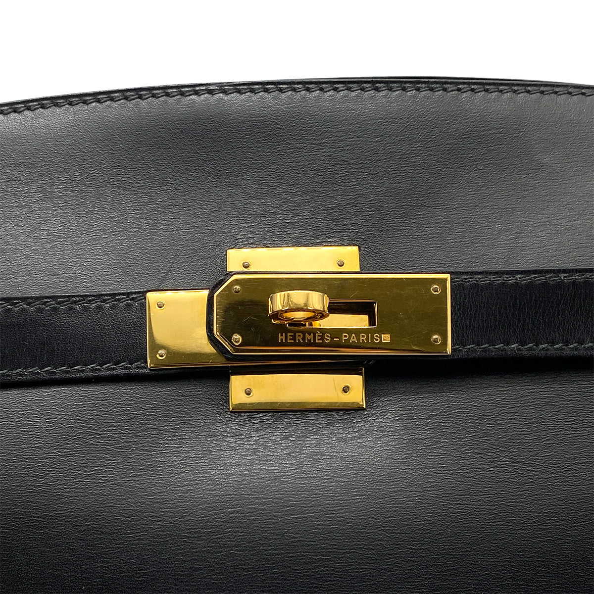 HERMES KELLY SPORTS GM BLACK BOXCALF SHOULDER BAG 〇V 90259866