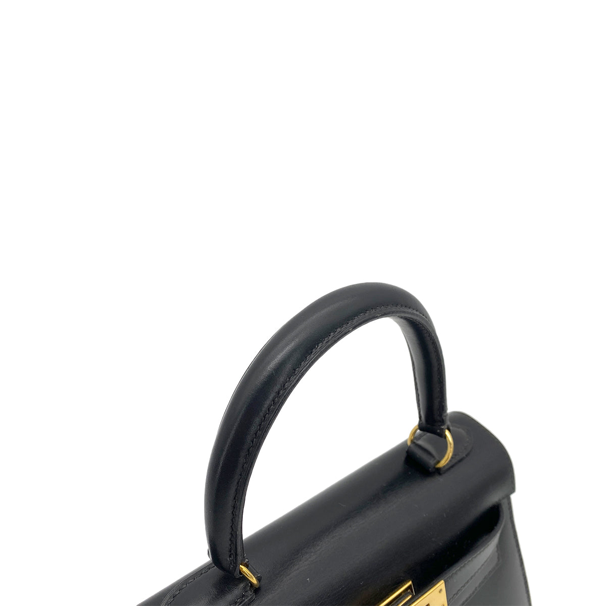 HERMES MINI KELLY 20 BLACK BOXCALF STUDS HAND SHOULDER BAG 〇X GHW 90259869