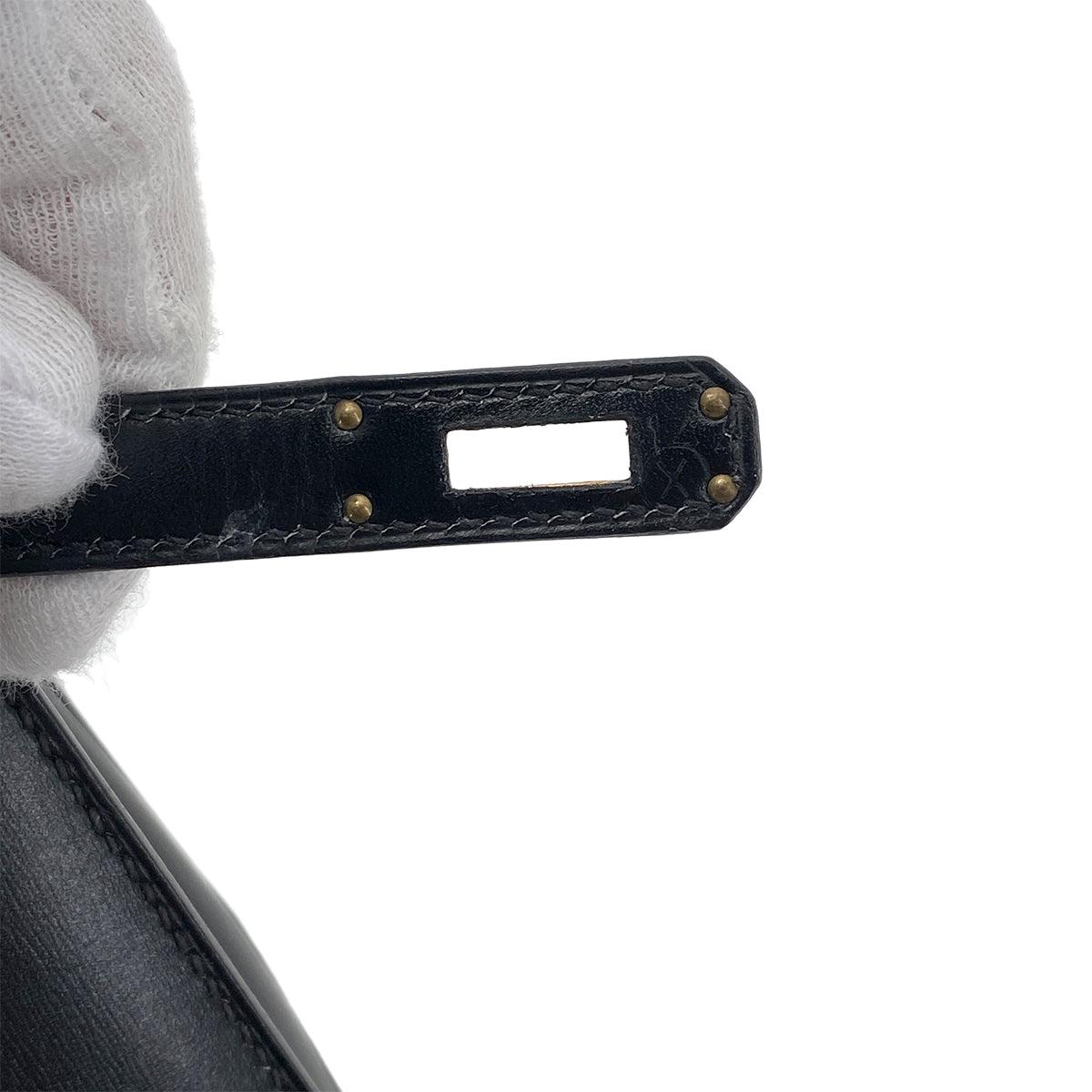 HERMES MINI KELLY 20 BLACK BOXCALF STUDS HAND SHOULDER BAG 〇X GHW 90259869