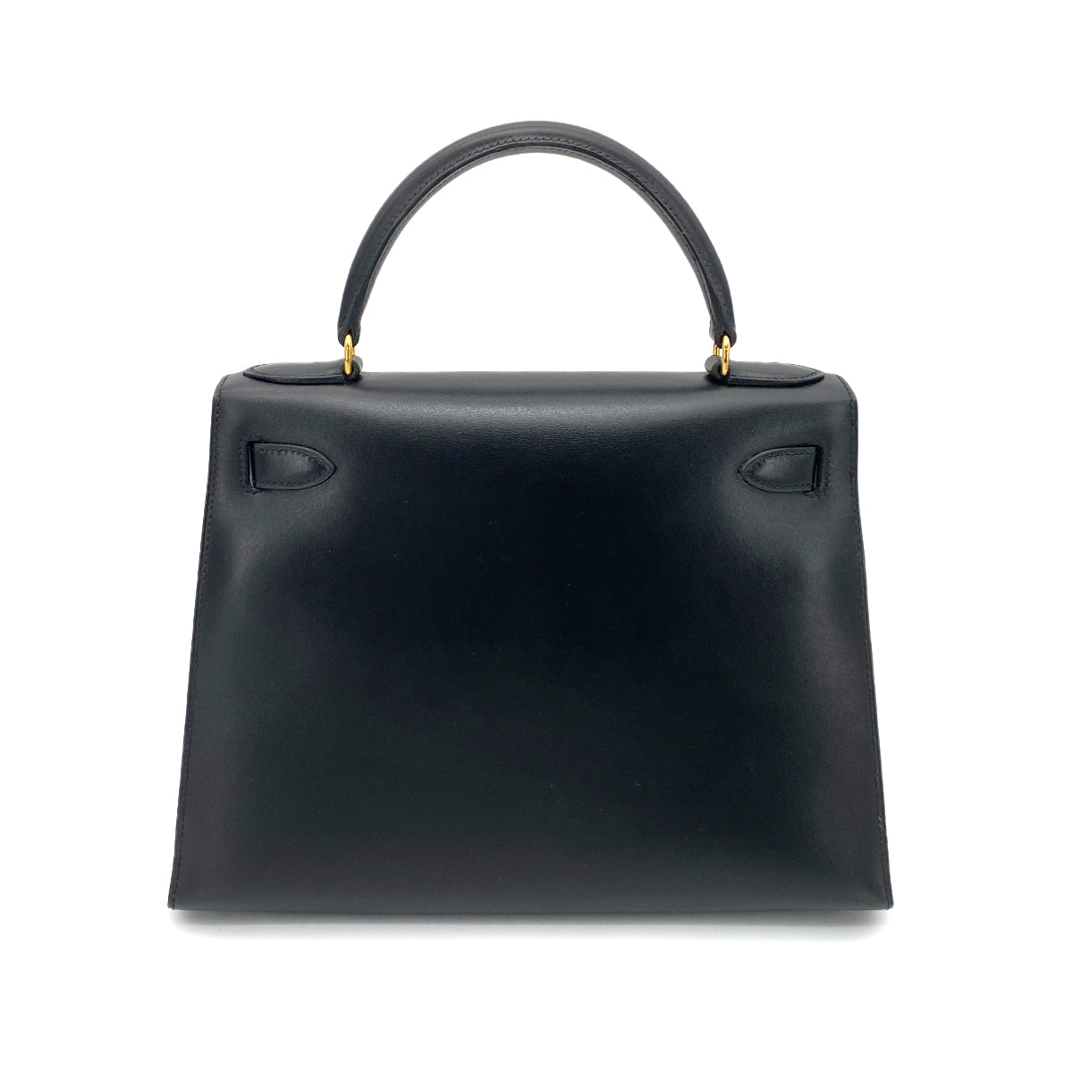 HERMES KELLY 28 SELLIER BLACK BOXCALF HAND SHOULDER BAG □A GHW 90259876