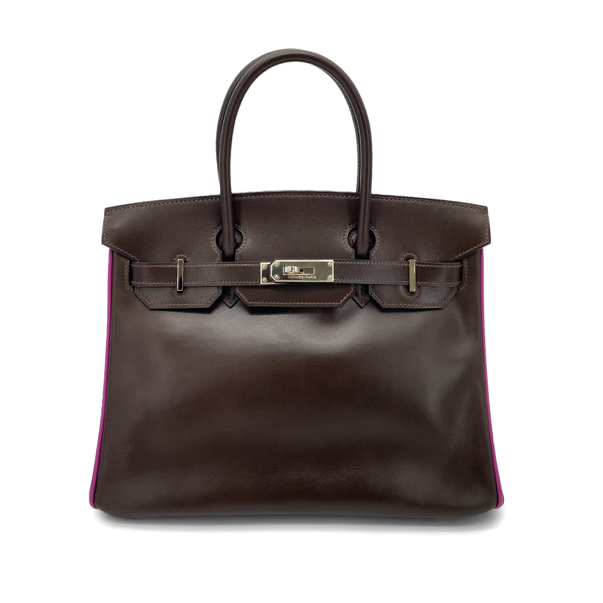 HERMES BIRKIN 30 CHOCOLAT CYCLAMEN BOXCALF HAND BAG □I SHW 90259877