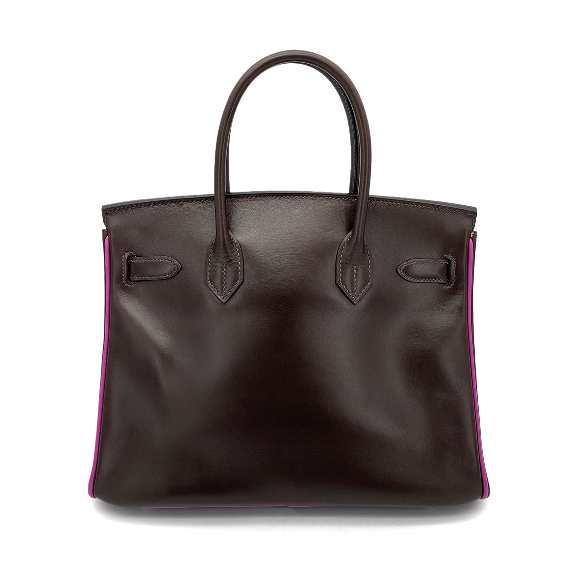 HERMES BIRKIN 30 CHOCOLAT CYCLAMEN BOXCALF HAND BAG □I SHW 90259877