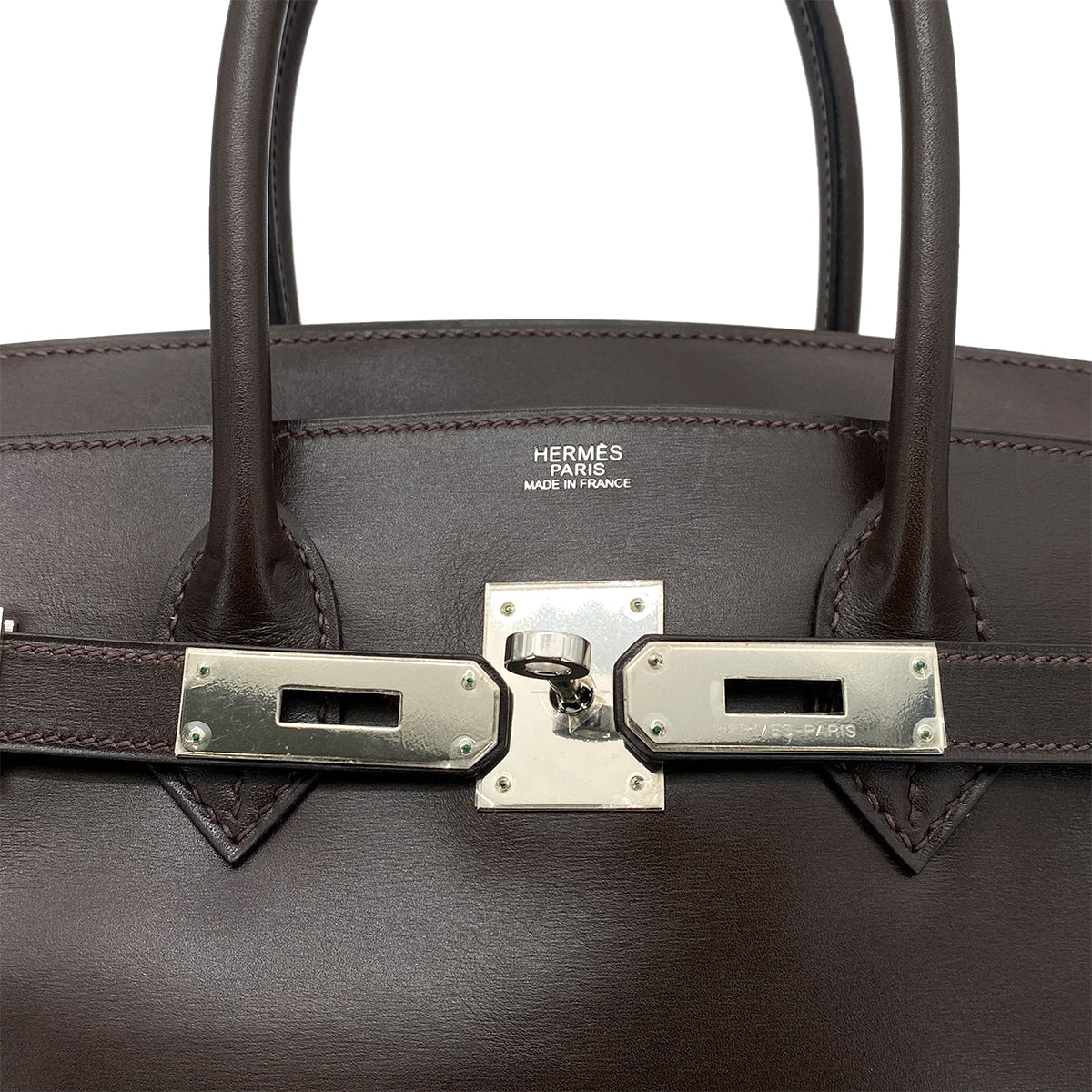 HERMES BIRKIN 30 CHOCOLAT CYCLAMEN BOXCALF HAND BAG □I SHW 90259877