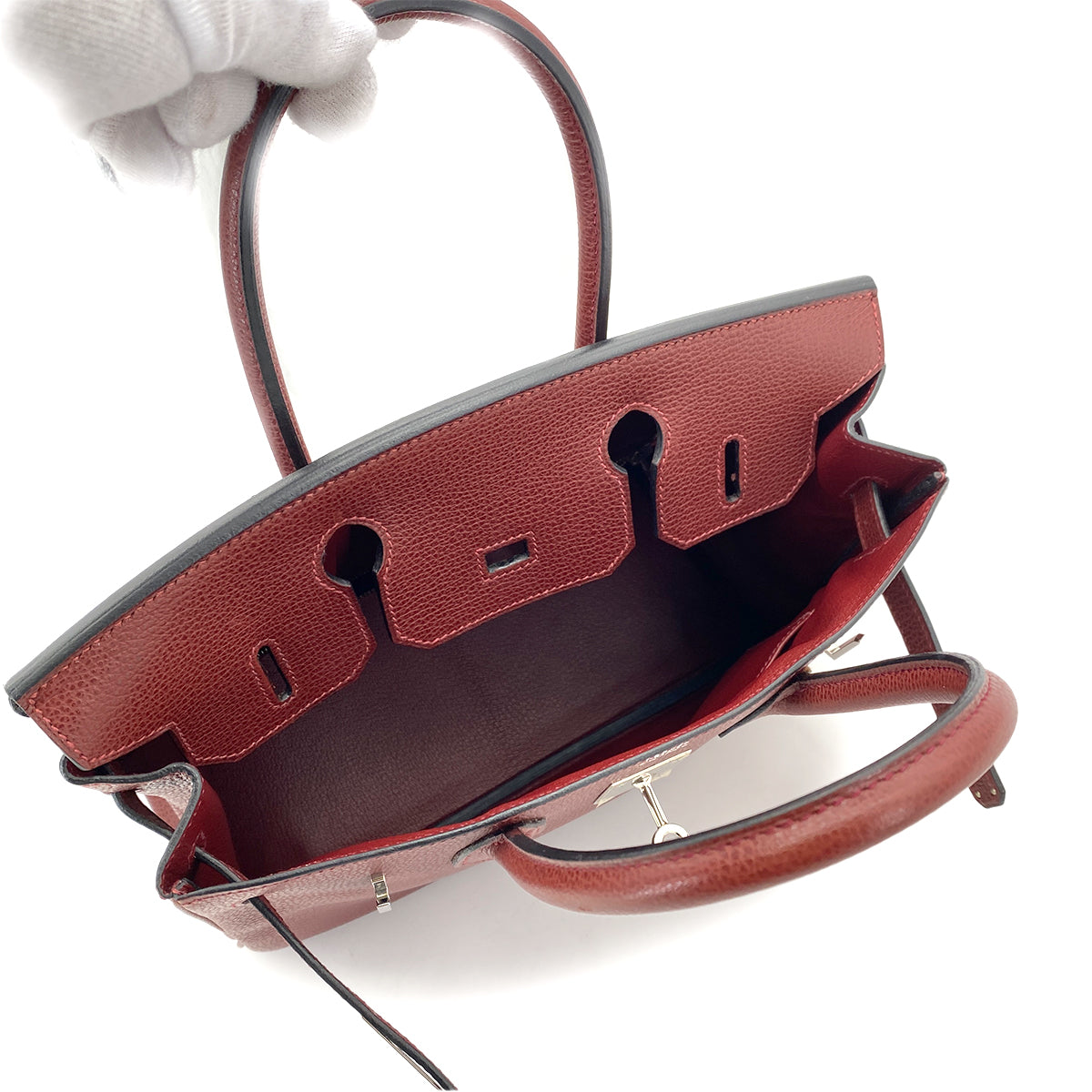 HERMES BIRKIN 30 ROUGE H VACHE LIEGE HAND BAG □I SHW 90259878