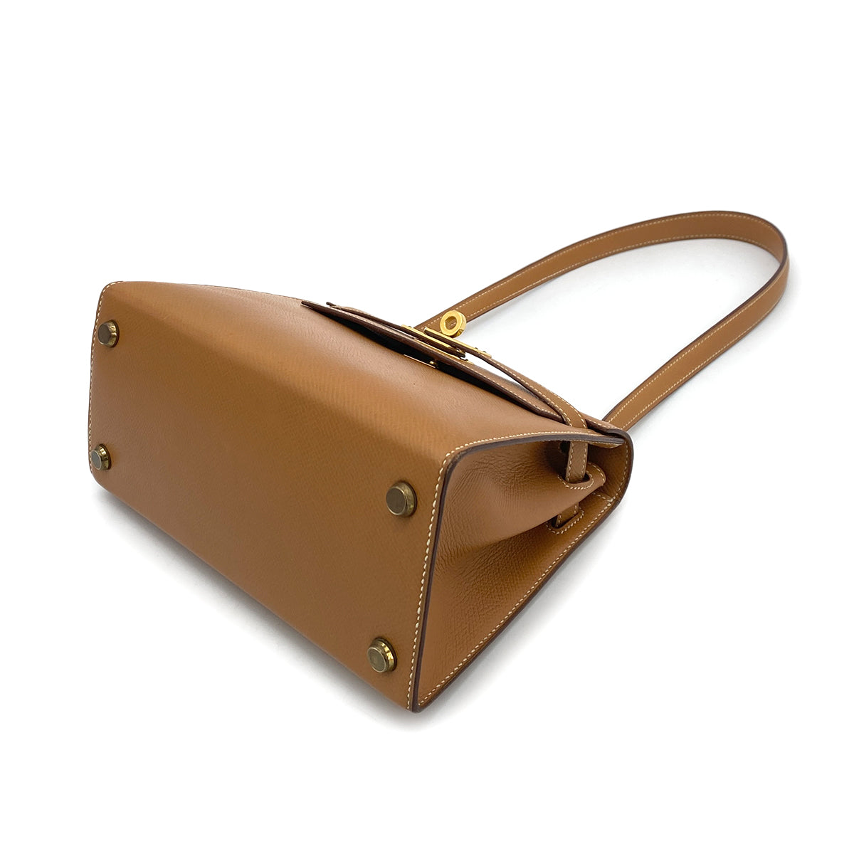 HERMES MINI KELLY 20 SELLIER GOLD COUCHEVEL SHOULDER BAG 〇P GHW 90259879