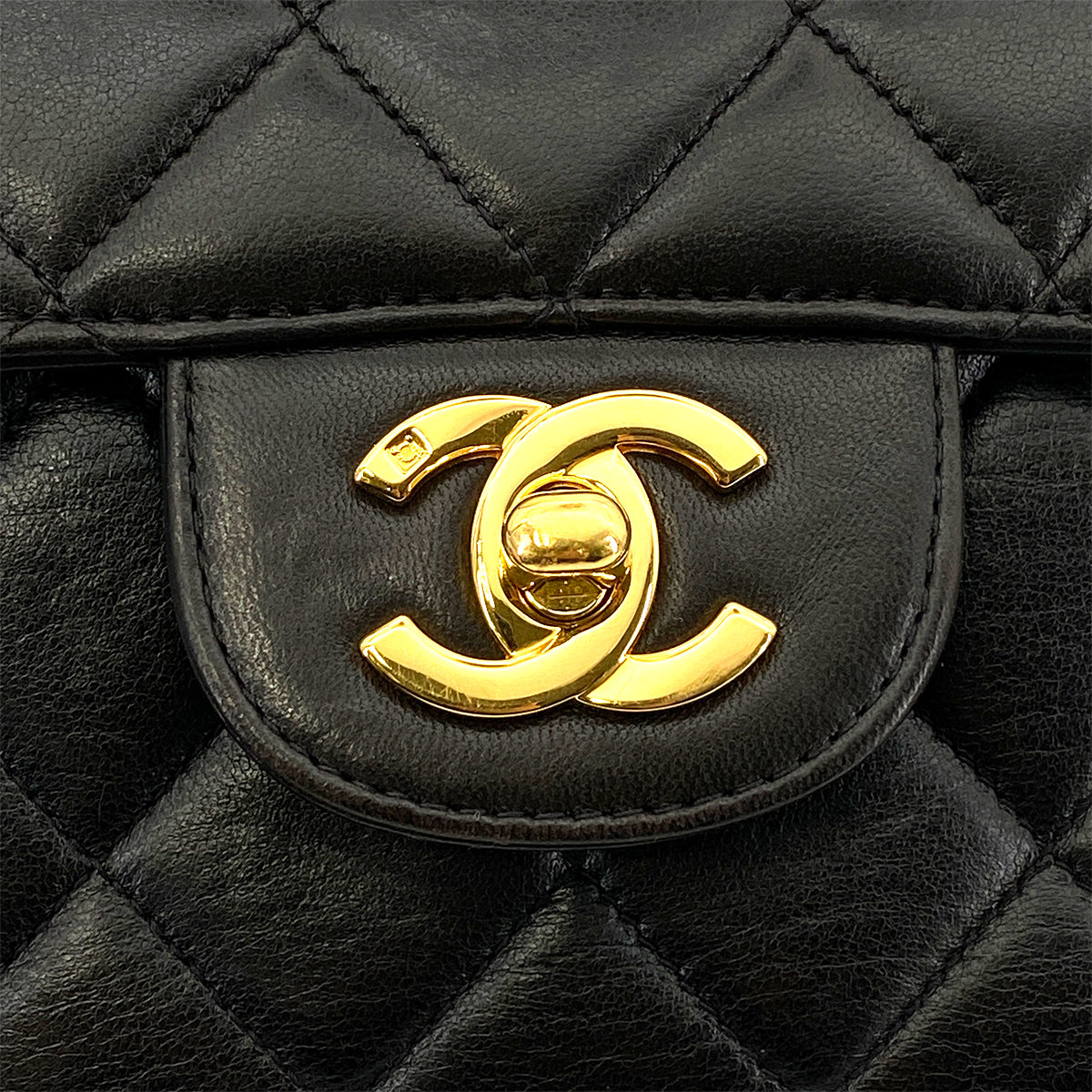 CHANEL VINTAGE DOUBLE FACE SHOULDER BAG BLACK LAMB SKIN 90259885