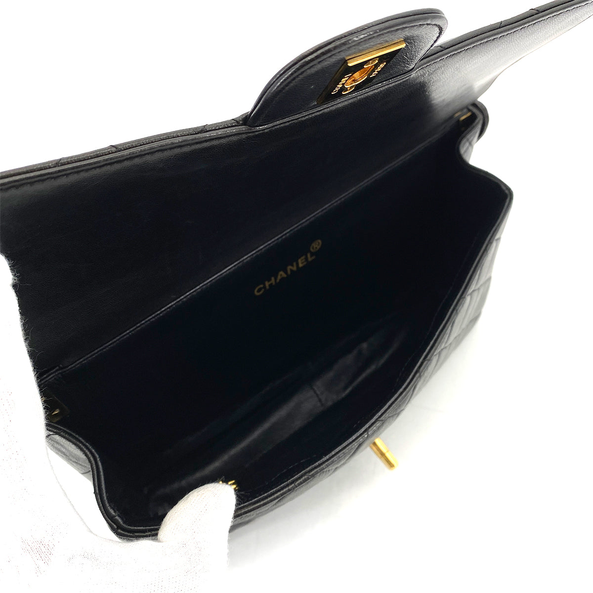 CHANEL VINTAGE DOUBLE FACE SHOULDER BAG BLACK LAMB SKIN 90259885