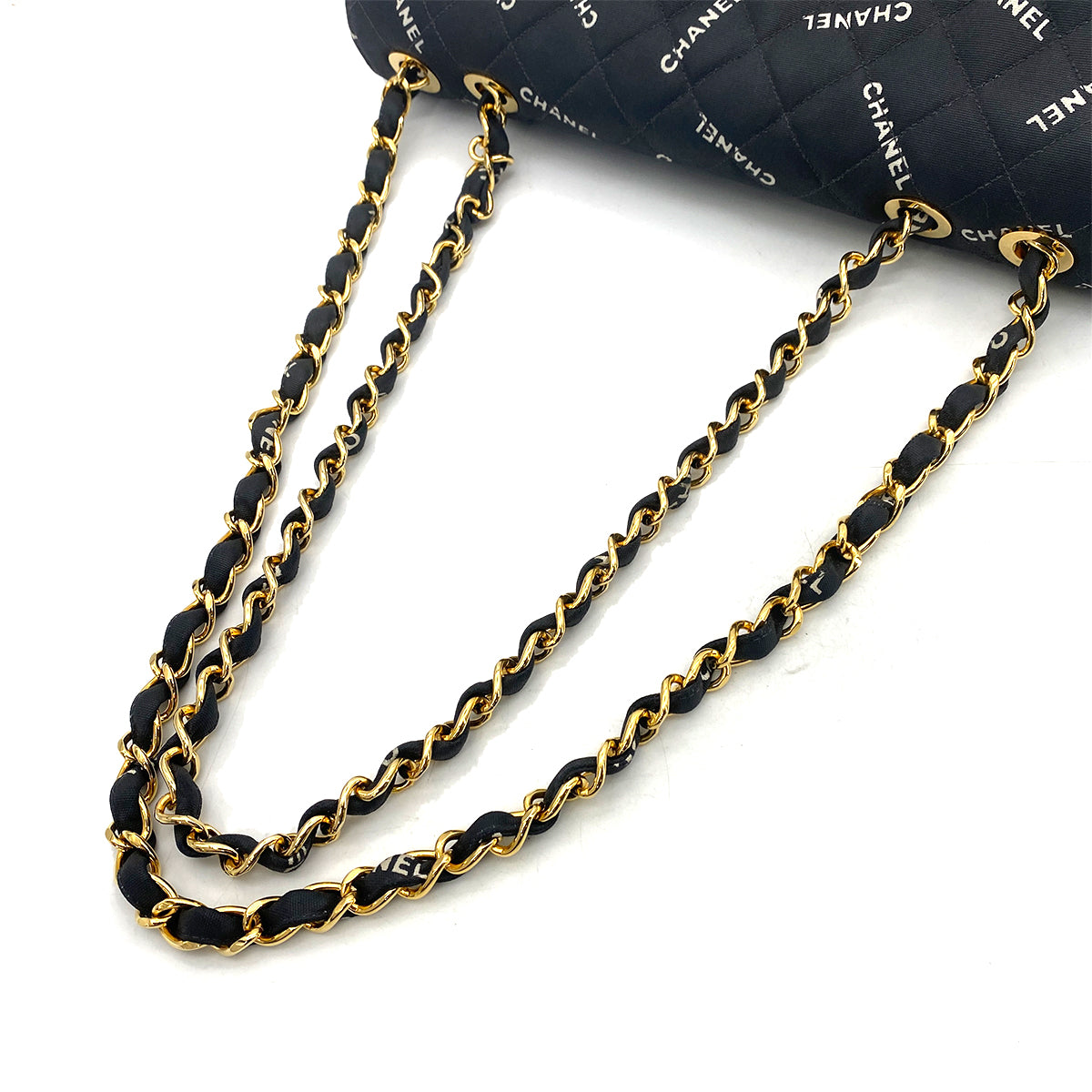 CHANEL VINTAGE MAXI MATELASSE 34 CHAIN SHOULDER BAG BLACK CANVAS 90259889