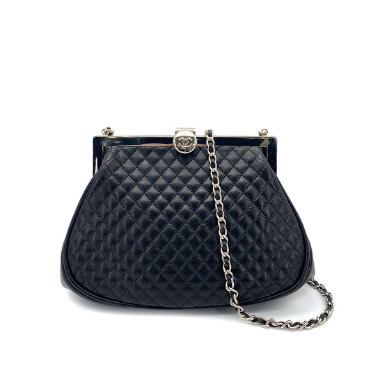 CHANEL MATELASSE CHAIN SHOULDER BAG BLACK LAMB SKIN 90259890