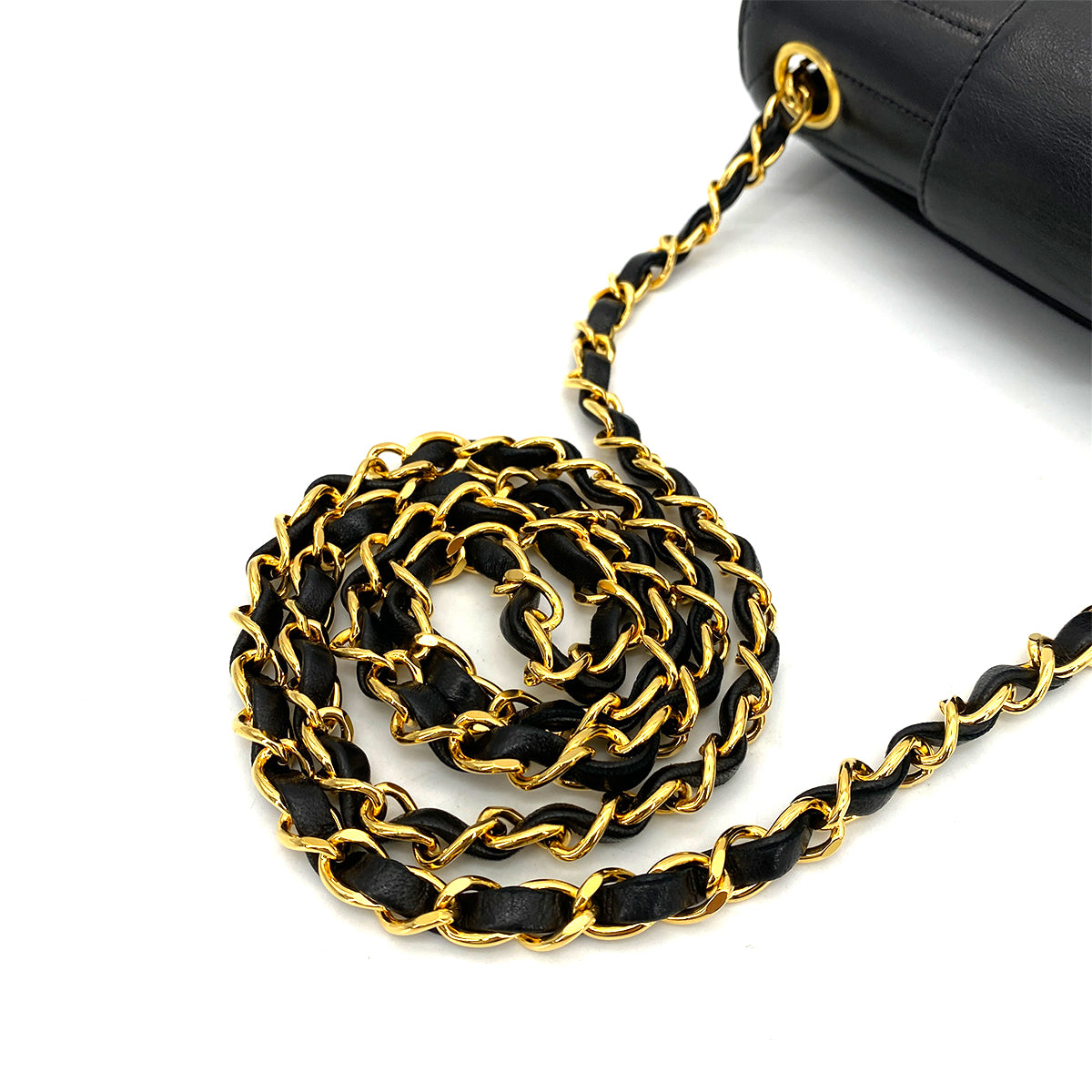 CHANEL VINTAGE MINI SQUARE SWALLOW CHAIN SHOULDER BAG BLACK LAMB SKIN 90259892