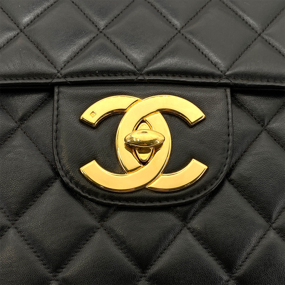 CHANEL VINTAGE JUMBO MATELASSE 30 CHAIN SHOULDER BAG BLACK LAMB SKIN 90259898