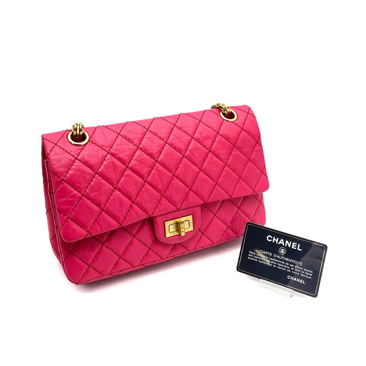 CHANEL 2.55 CHAIN SHOULDER BAG PINK LEATHER 90259901