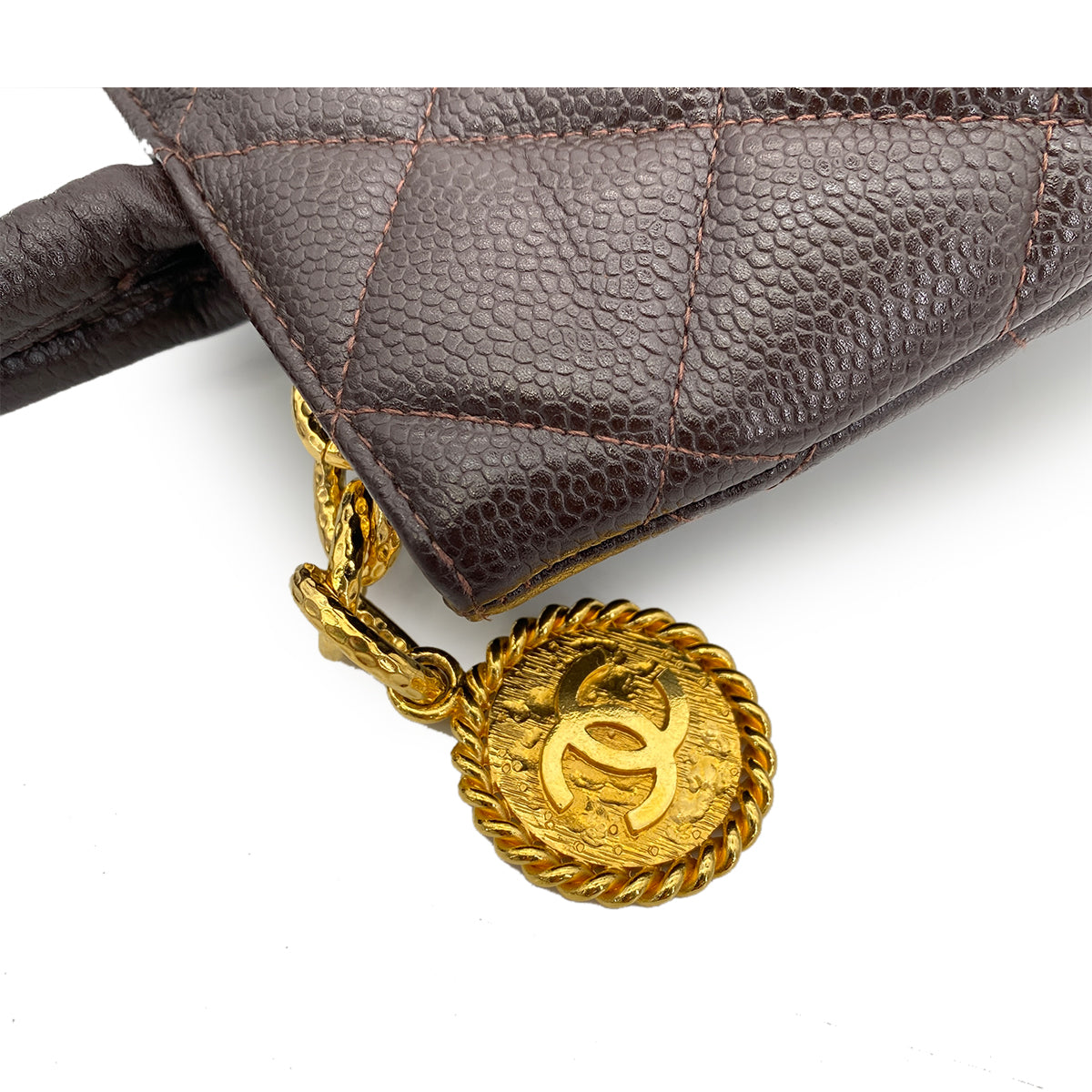 CHANEL VINTAGE MEDALLION TOTE BAG  BROWN CAVIAR SKIN 90260103