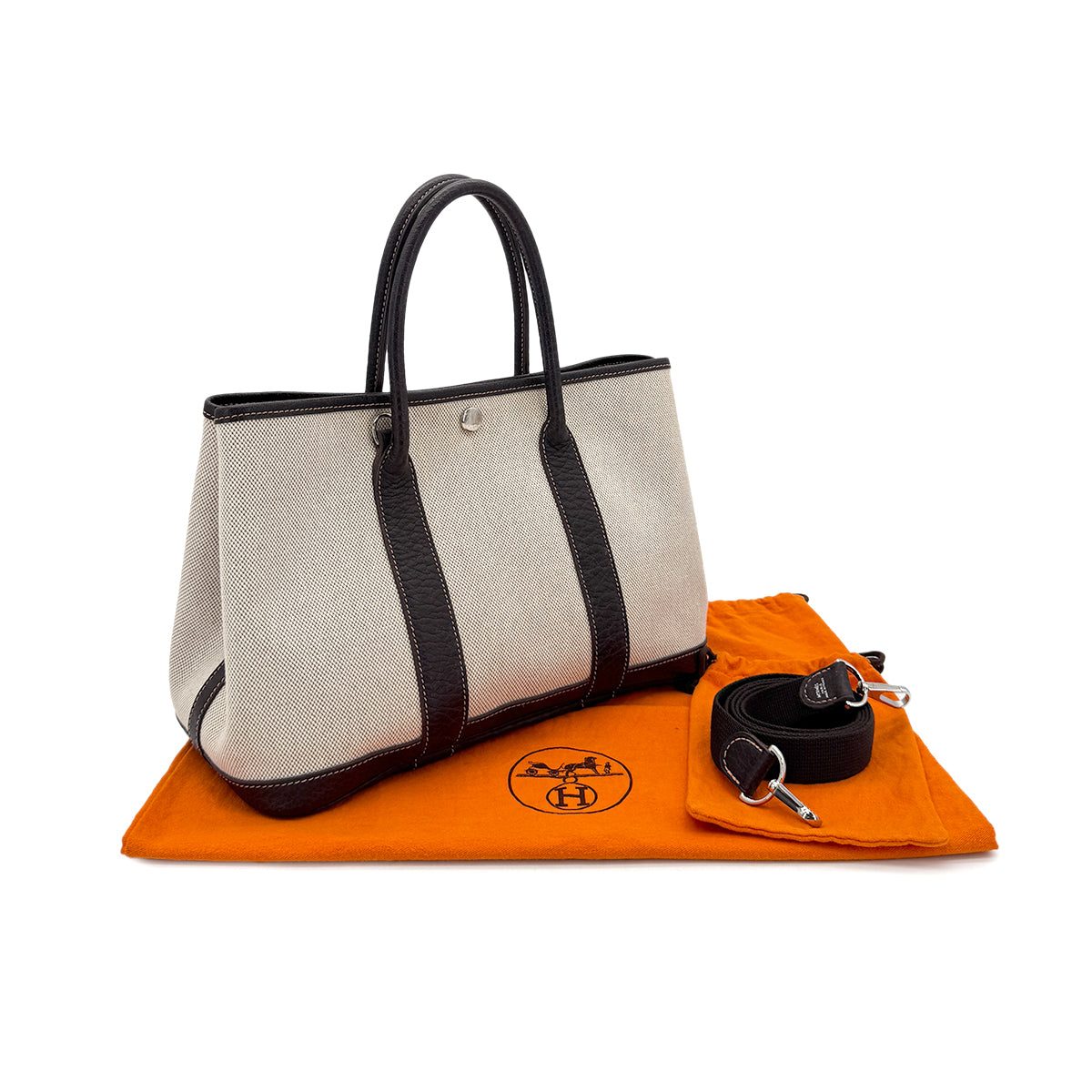 HERMES GARDEN PARTY TPM MARON TOILE H TOTE SHOULDER BAG □H 90260106