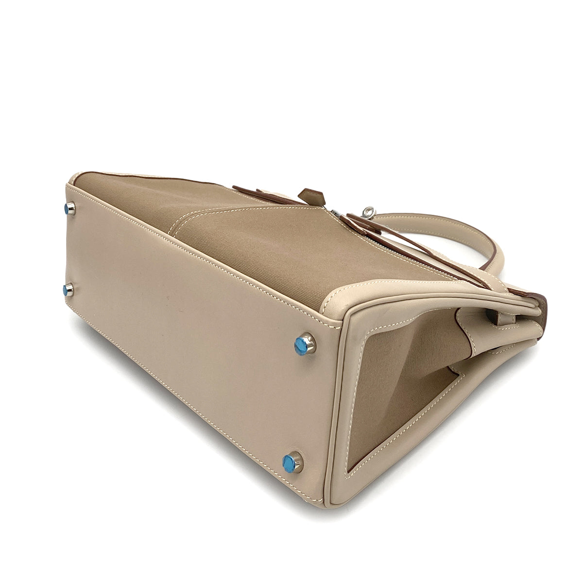 HERMES KELLY LAKIS 32 BEIGE SWIFT TOILE OFFICIER HAND SHOULDER BAG □K SHW 90260114