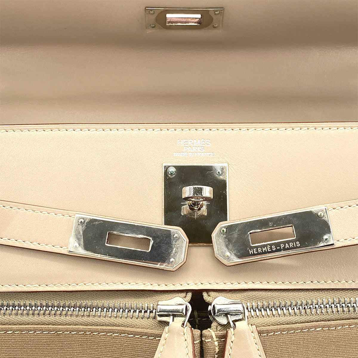 HERMES KELLY LAKIS 32 BEIGE SWIFT TOILE OFFICIER HAND SHOULDER BAG □K SHW 90260114