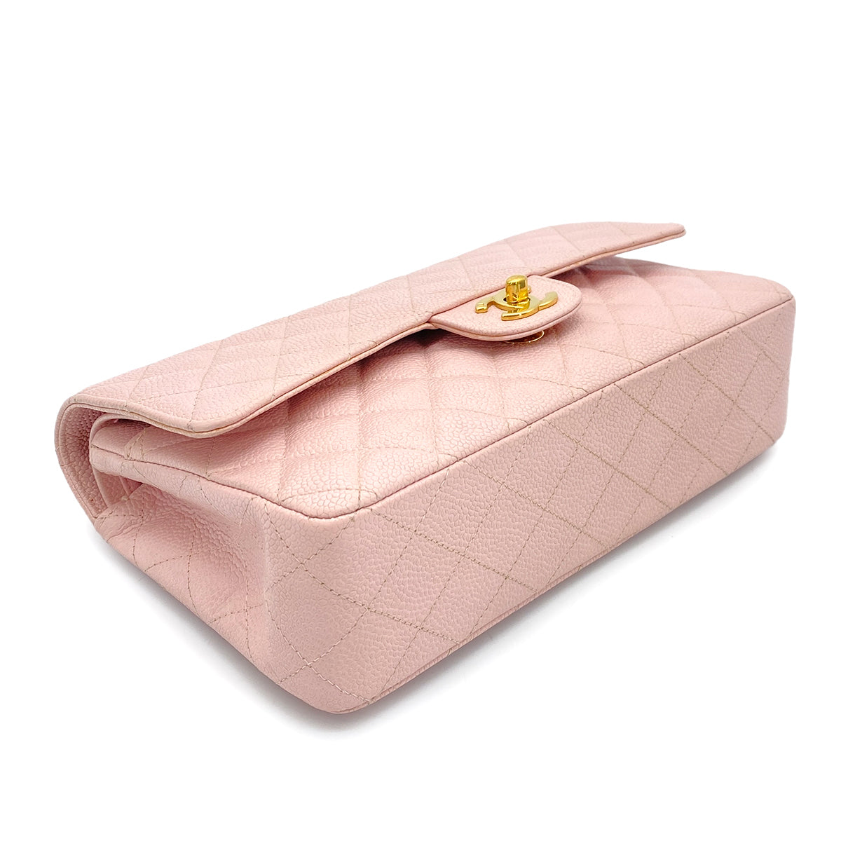 CHANEL VINTAGE CLASSIC FLAP MEDIUM CHAIN SHOULDER BAG PINK CAVIAR SKIN 90260119