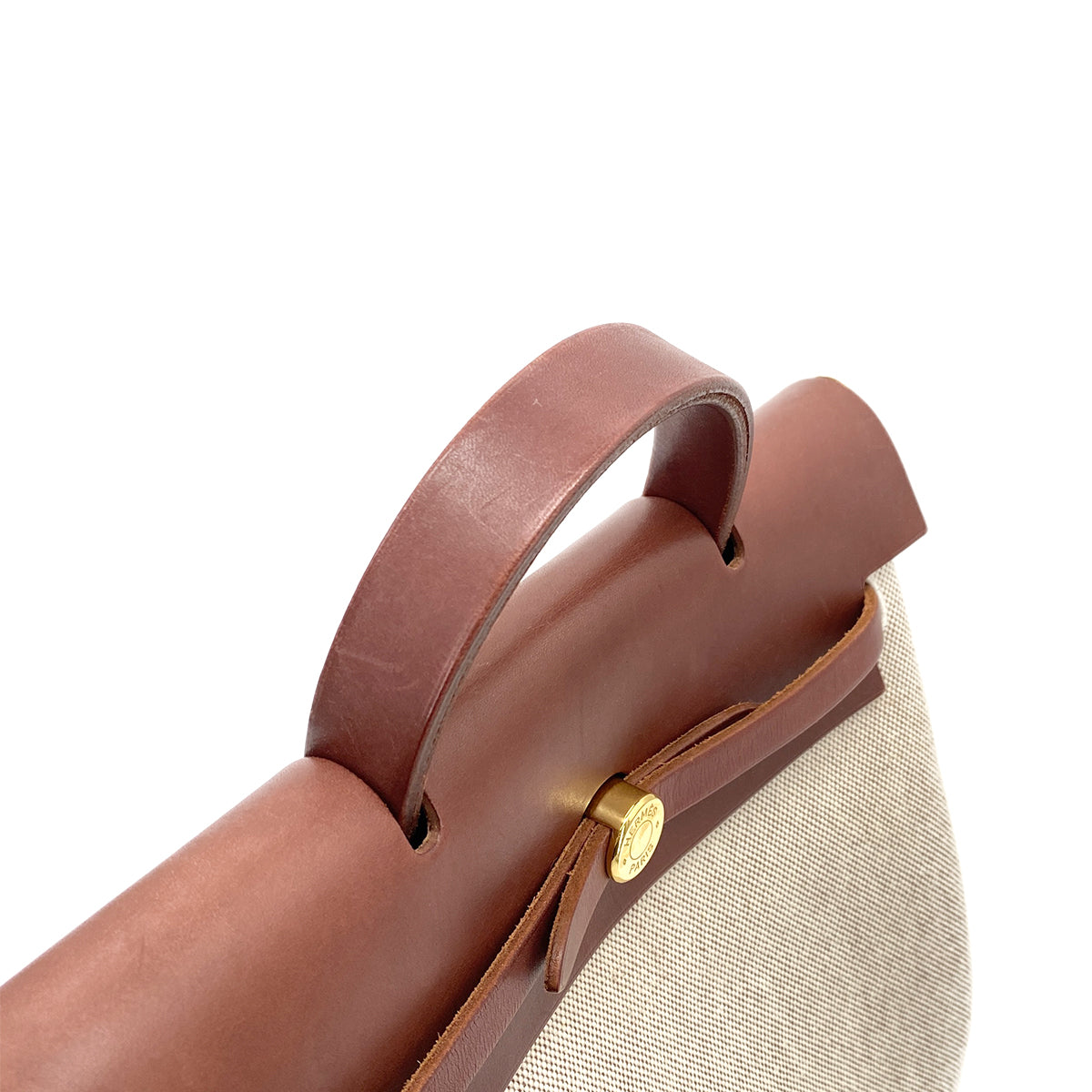 HERMES HER BAG AD PM NATUREL BROWN TOILE H BACK PACK □E 90260126