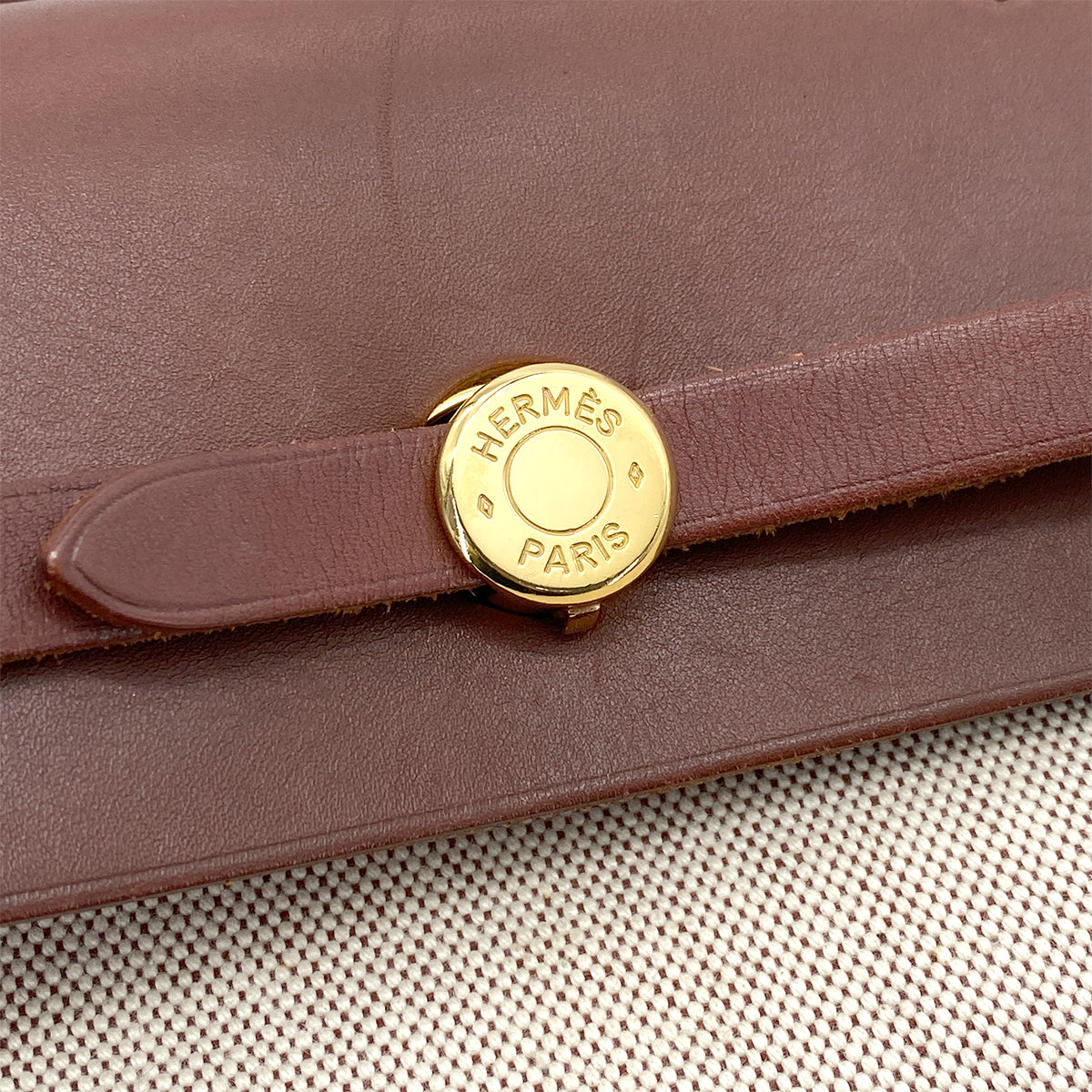 HERMES HER BAG AD PM NATUREL BROWN TOILE H BACK PACK □E 90260126