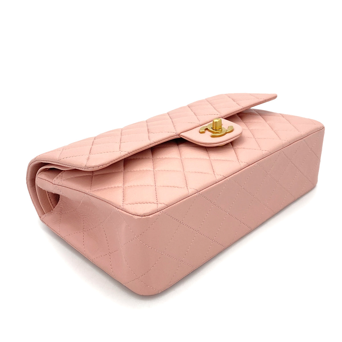 CHANEL VINTAGE CLASSIC FLAP MEDIUM CHAIN SHOULDER BAG PINK LAMB SKIN 90260131