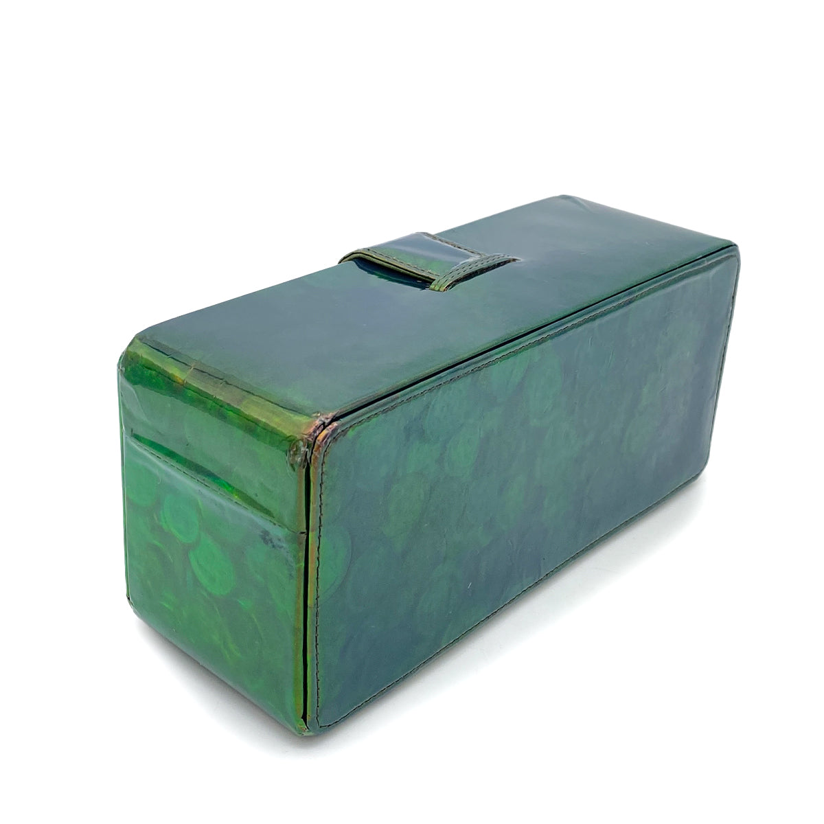 CHANEL VINTAGE COIN PATTERN HAND BAG GREEN ENAMEL 90260132