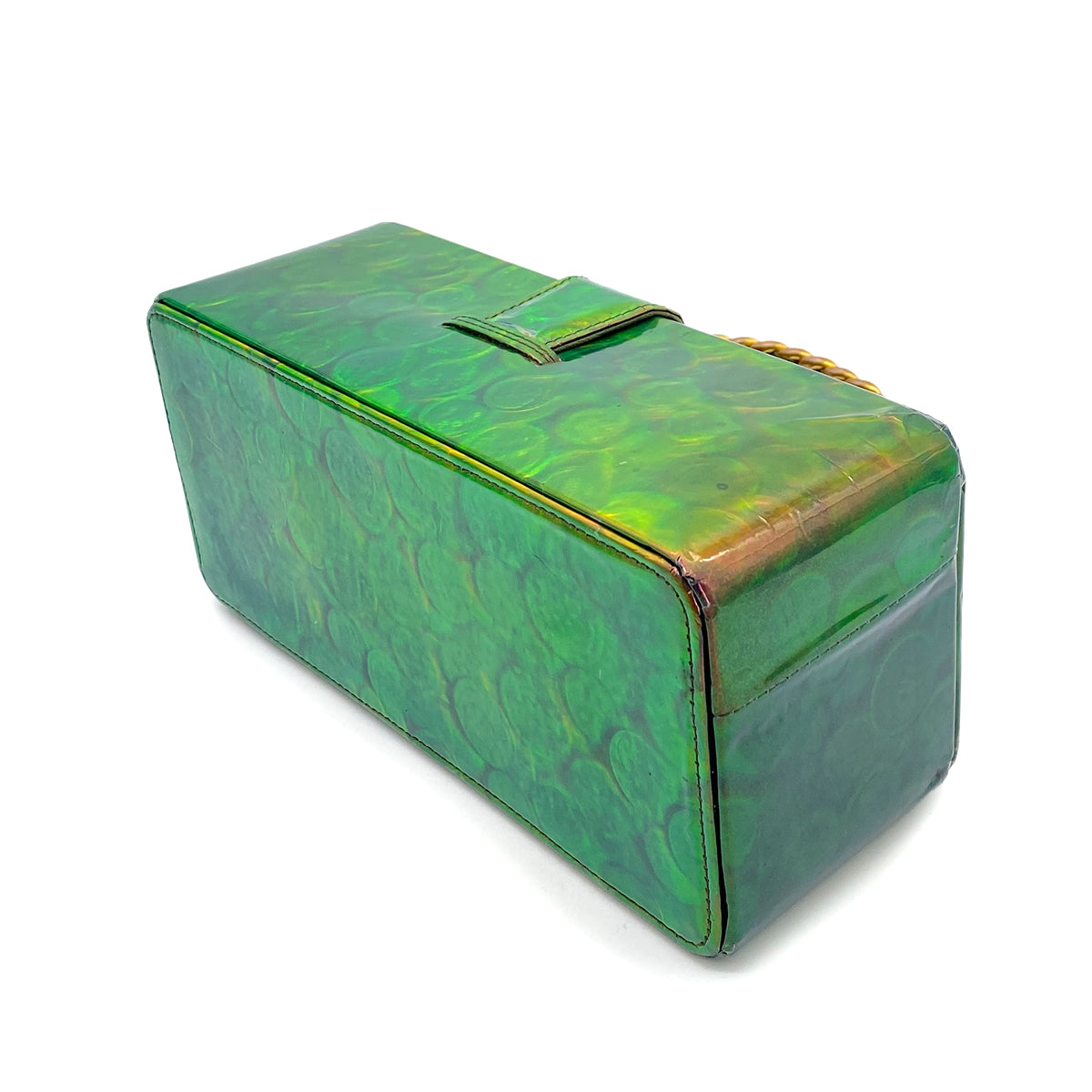 CHANEL VINTAGE COIN PATTERN HAND BAG GREEN ENAMEL 90260132