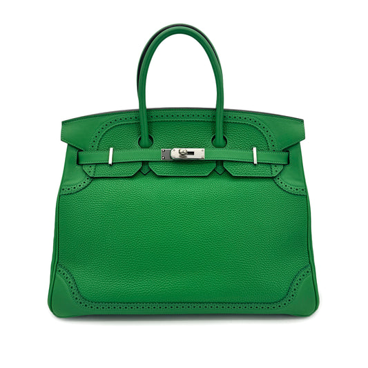 HERMES BIRKIN 35 GHILLIES BAMBOU TOGO SWIFT HAND BAG □R SHW 90260140