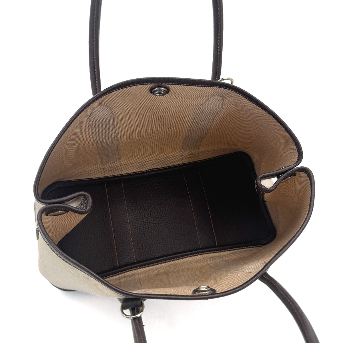 HERMES GARDEN PARTY TPM MARRON TOILE H TOTE SHOULDER BAG □I 90260143