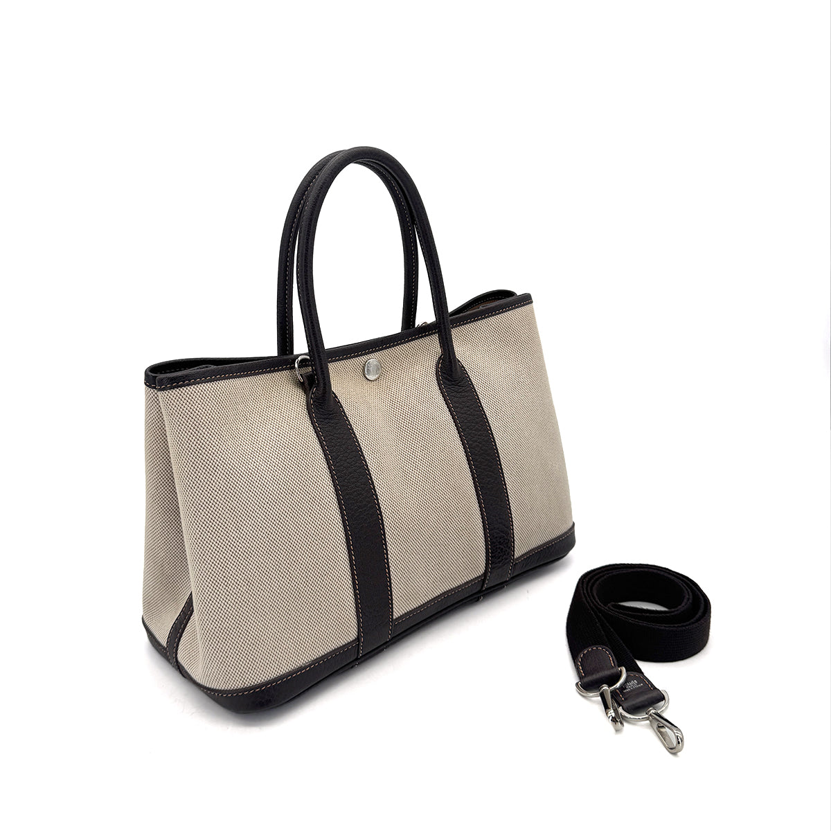 HERMES GARDEN PARTY TPM MARRON TOILE H TOTE SHOULDER BAG □I 90260143