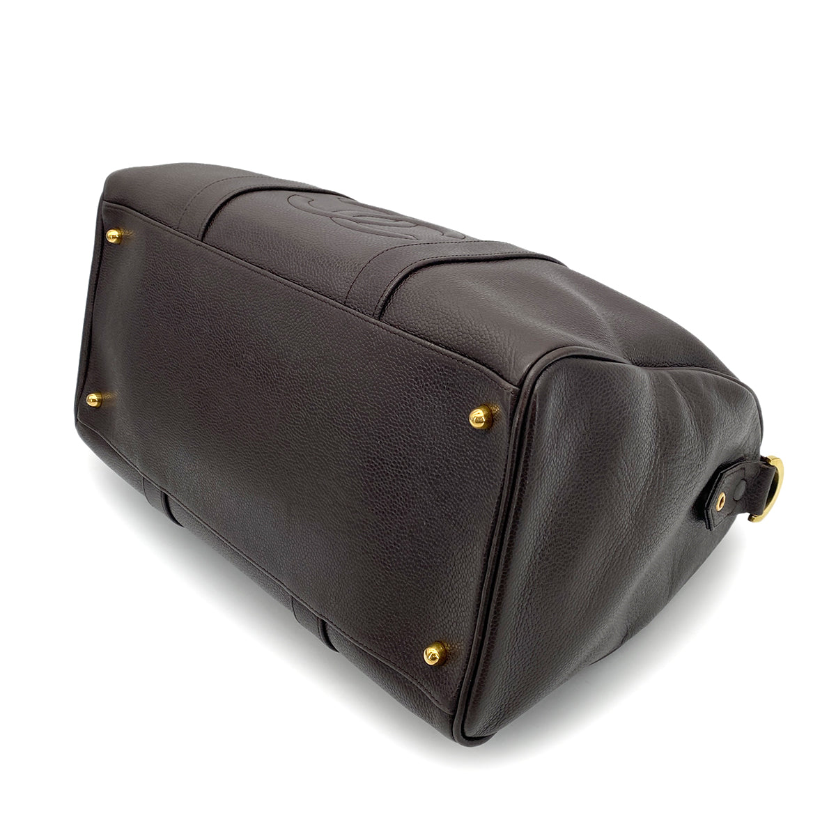 CHANEL VINTAGE BOSTON HAND SHOULDER BAG DARK BROWN CAVIAR SKIN 90260146